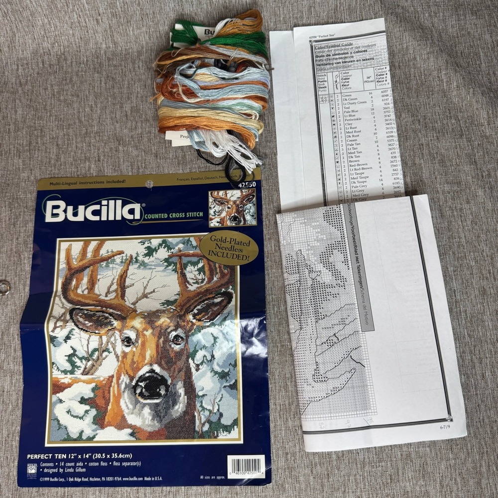 Bucilla Perfect Ten Counted Cross Stitch Kit 42550 Deer Buck Linda Gillum 12x14